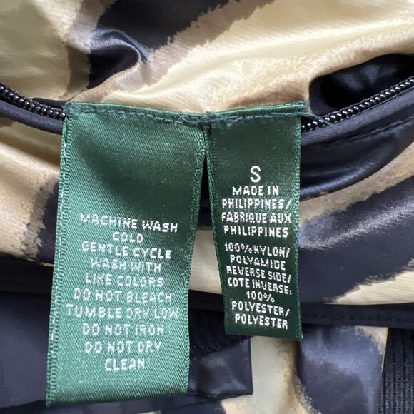 LRL Ralph Lauren Vest Small Animal Print Reversible Shell Knit Sides Zip Pockets - Picture 8 of 11